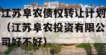 江苏阜农债权转让计划（江苏阜农投资有限公司好不好）