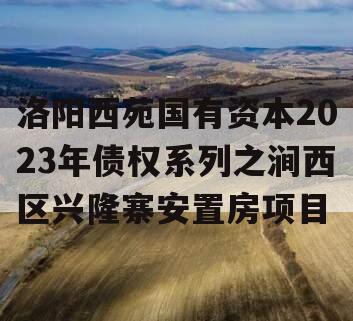 洛阳西苑国有资本2023年债权系列之涧西区兴隆寨安置房项目