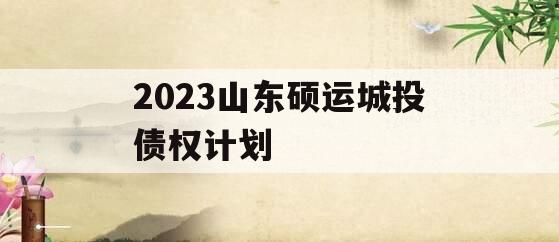 2023山东硕运城投债权计划