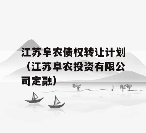 江苏阜农债权转让计划（江苏阜农投资有限公司定融）