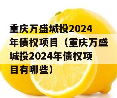 重庆万盛城投2024年债权项目（重庆万盛城投2024年债权项目有哪些）