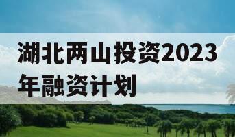 湖北两山投资2023年融资计划