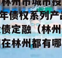 河南林州市城市投资2023年债权系列产品城投债定融（林州城投集团在林州都有哪些项目）