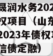 山东晟润水务2023年债权项目（山东晟润水务2023年债权项目政信债定融）