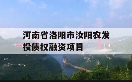 河南省洛阳市汝阳农发投债权融资项目