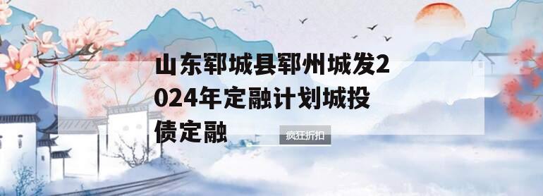 山东郓城县郓州城发2024年定融计划城投债定融