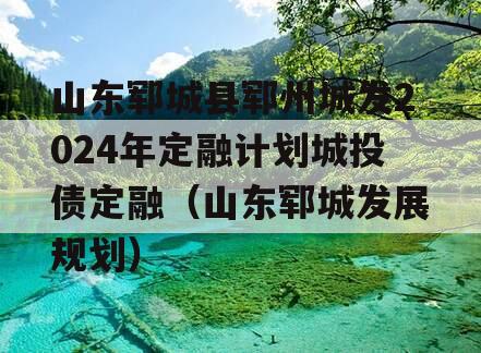 山东郓城县郓州城发2024年定融计划城投债定融（山东郓城发展规划）