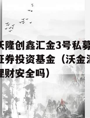 沃隆创鑫汇金3号私募证券投资基金（沃金汇理财安全吗）