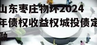 山东枣庄物环2024年债权收益权城投债定融