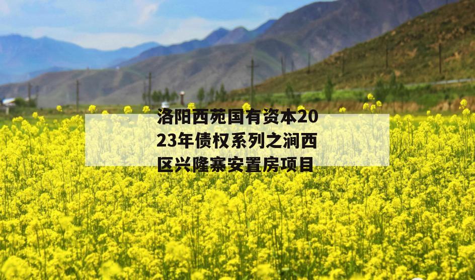 洛阳西苑国有资本2023年债权系列之涧西区兴隆寨安置房项目