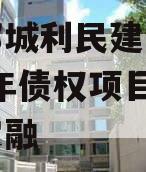 山东邹城利民建设发展2024年债权项目城投债定融