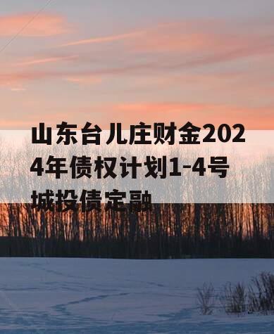 山东台儿庄财金2024年债权计划1-4号城投债定融