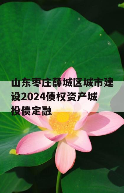 山东枣庄薛城区城市建设2024债权资产城投债定融