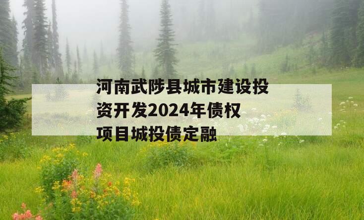 河南武陟县城市建设投资开发2024年债权项目城投债定融