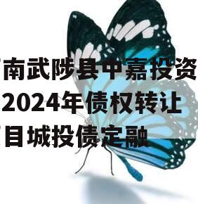 河南武陟县中嘉投资运营2024年债权转让项目城投债定融