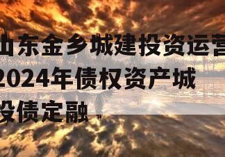 山东金乡城建投资运营2024年债权资产城投债定融