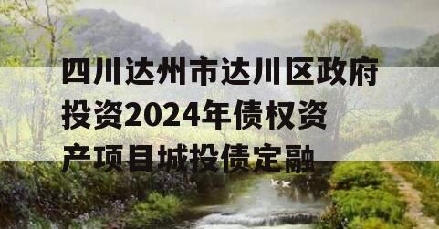 四川达州市达川区政府投资2024年债权资产项目城投债定融